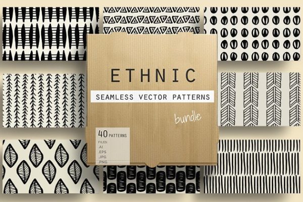 返璞归真传统部落文化图案背景纹理 Ethnic Handdrawn Patterns