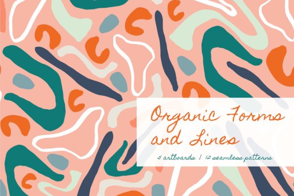 多彩抽象有机线条涂鸦纹理 Organic Forms | Patterns + ArtBoards