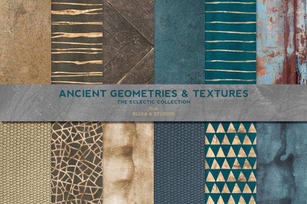 温暖金箔色调几何图案纹理 Ancient Geometric Gold & Textures