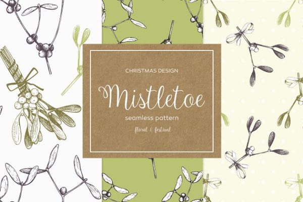 槲寄生手绘花样图案 3 Vector Mistletoe Patterns缩略图 槲寄生手绘花样图案 3 Vector Mistletoe Patterns