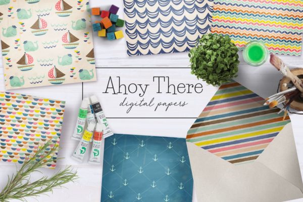礼品包装纸张图案设计素材 Ahoy There Digital Papers缩略图 礼品包装纸张图案设计素材 Ahoy There Digital Papers