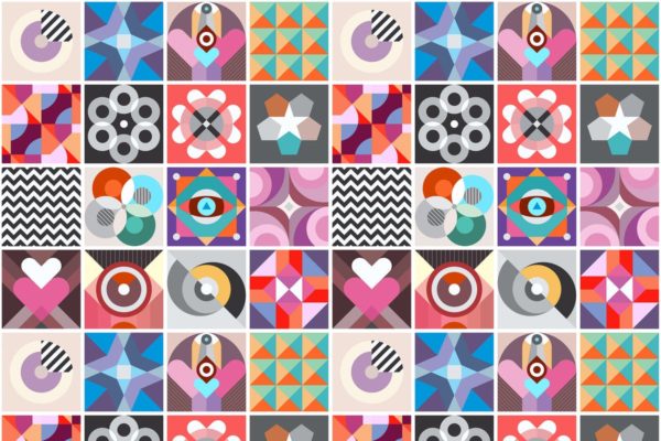 多彩抽象几何图形图案无缝背景 Abstract Geometric Patterns