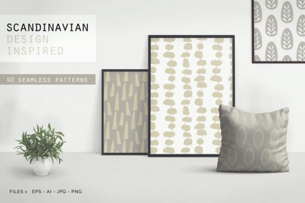 斯堪的纳维亚风格布艺印刷印花图案合集 Scandinavian Patterns set of 40