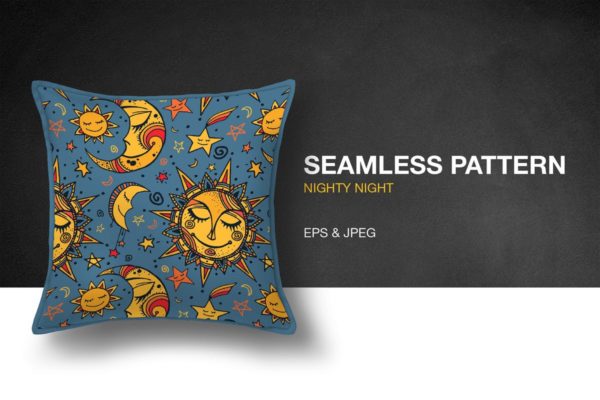 可爱星空童话图案无缝素材 Nighty Night Seamless Pattern缩略图 可爱星空童话图案无缝素材 Nighty Night Seamless Pattern