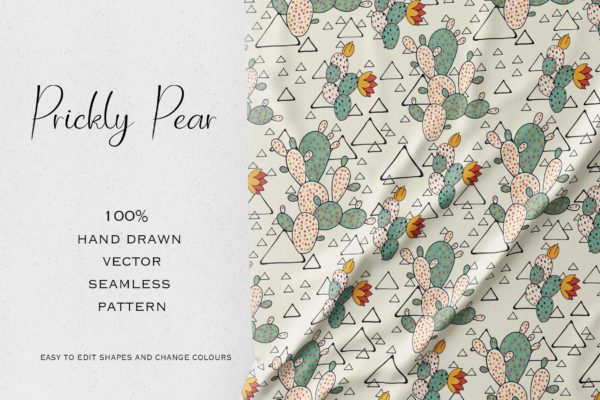花梨手绘图案无缝贴图背景设计素材 Prickly Pear