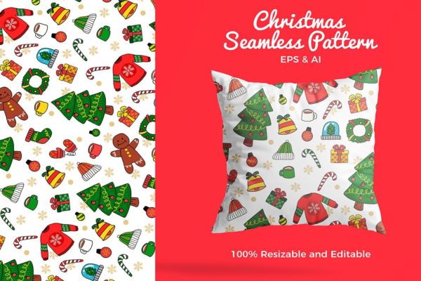 圣诞节节日主题元素矢量图案素材 Christmas Pattern – Vector Illustration缩略图 圣诞节节日主题元素矢量图案素材 Christmas Pattern – Vector Illustration