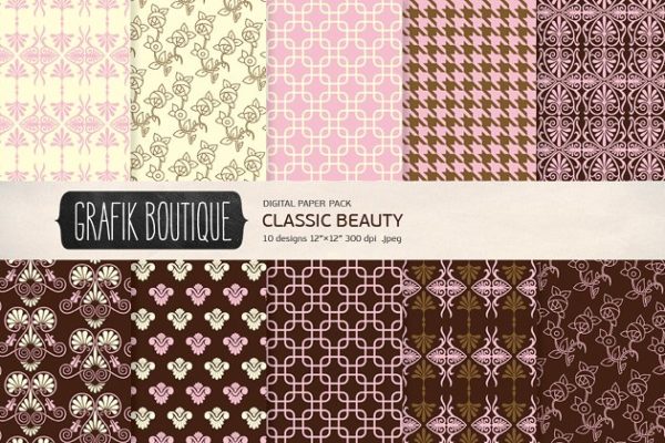 10张经典图案饰品装饰背景  Classic pattern digital ornament