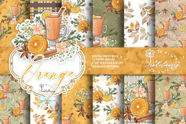 橙色圣诞节主题数码纸张背景素材 Christmas Orange digital paper pack缩略图 橙色圣诞节主题数码纸张背景素材 Christmas Orange digital paper pack