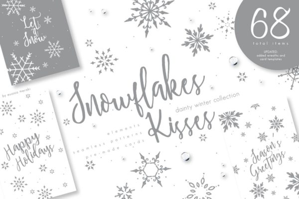 雪花之吻冬季主题手绘图案背景素材 UPDATED+ Snowflakes Winter Kisses缩略图 雪花之吻冬季主题手绘图案背景素材 UPDATED+ Snowflakes Winter Kisses