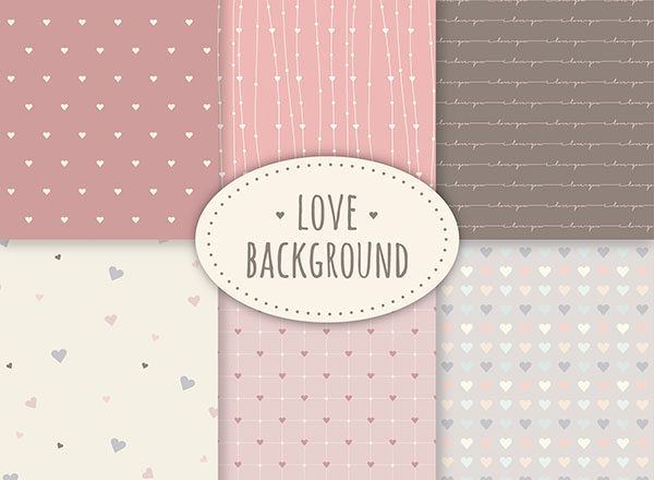 可爱的爱心主题背景纹理 Cute love backgrounds collection