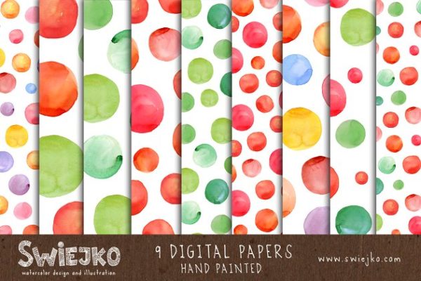 水彩圆点图案纹理 Watercolor Dots Background