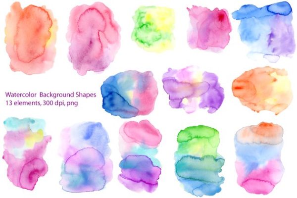 多彩水彩墨水混合背景 Watercolor Background Shape