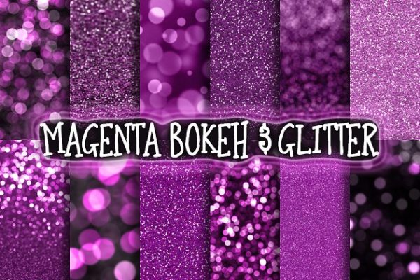 紫色闪光散景背景 Magenta Bokeh & Glitter Backgrounds