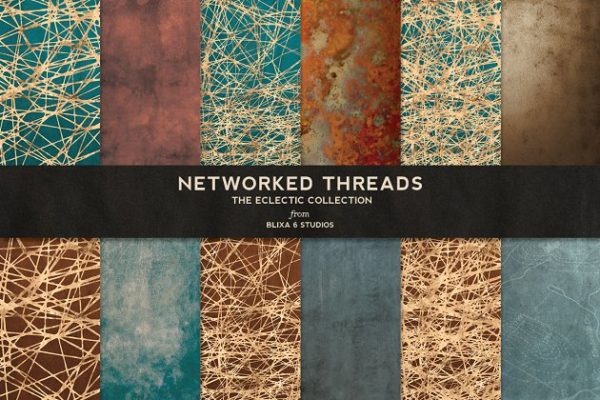 黄金网线线条背景素材 Networked Threads: Gold Backgrounds