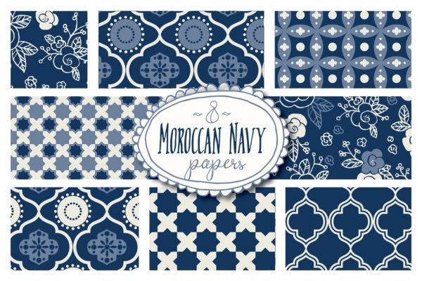 摩洛哥民族风装饰图案纸张纹理 Moroccan Seamless Patterns – Vector缩略图 摩洛哥民族风装饰图案纸张纹理 Moroccan Seamless Patterns – Vector