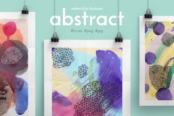 充满活力的抽象印象派水彩纹理素材 Abstract Watercolor Textures