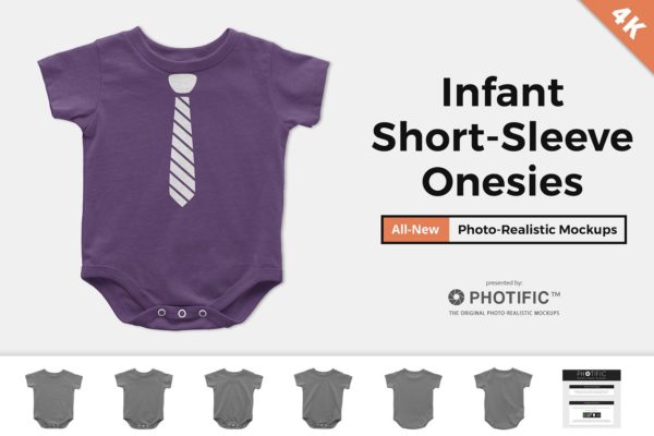 幼童短袖连体衣样机 Infant Short Sleeve Onesie Mockups缩略图 幼童短袖连体衣样机 Infant Short Sleeve Onesie Mockups