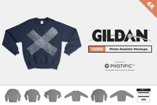 长袖卫衣样机模板 Gildan 18000 Crew Sweater Mockups缩略图 长袖卫衣样机模板 Gildan 18000 Crew Sweater Mockups