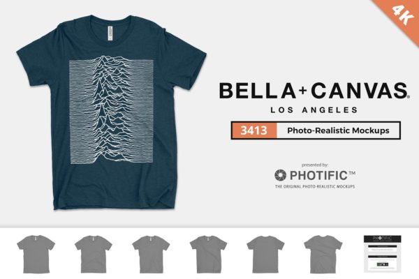 胸前印花图案T恤样机模板 Bella Canvas 3413 Tri-Blend Mockups缩略图 胸前印花图案T恤样机模板 Bella Canvas 3413 Tri-Blend Mockups
