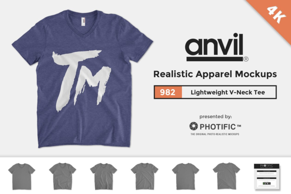 V领T恤样机模板 Anvil 982 Lightweight V-Neck T-Shirt缩略图 V领T恤样机模板 Anvil 982 Lightweight V-Neck T-Shirt