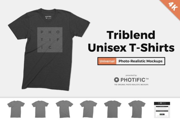 男士T恤样机模板 Tri-Blend T-Shirt Mockups