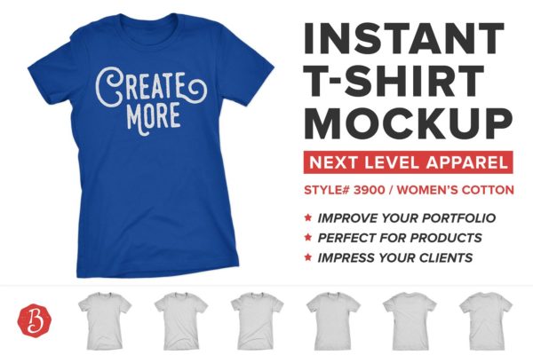 男装T恤样机模板 Next Level 3900 T-Shirt Mockups