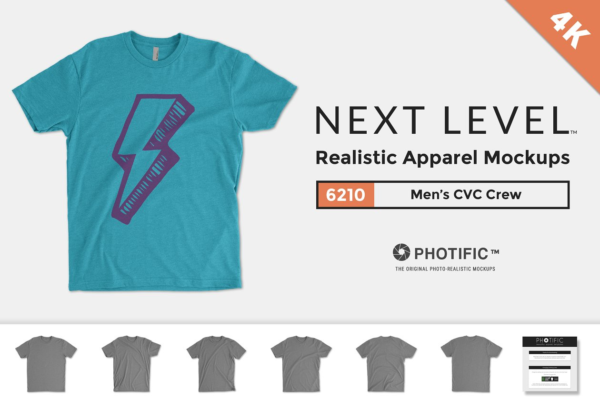 CVC面料男士T恤服装样机 Next Level 6210 Men’s CVC Crew缩略图 CVC面料男士T恤服装样机 Next Level 6210 Men’s CVC Crew