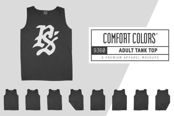 无袖运动背心服装样机 Comfort Colors 9360 Tank Top Mockups