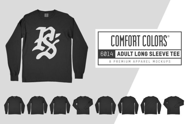 舒适宽松款长袖T恤样机 Comfort Colors 6014 Long Sleeve Tee缩略图 舒适宽松款长袖T恤样机 Comfort Colors 6014 Long Sleeve Tee