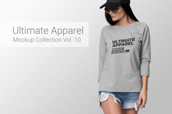 女士长袖T恤模特上身效果样机模板v10 Ultimate Apparel Mockup Vol. 10缩略图 女士长袖T恤模特上身效果样机模板v10 Ultimate Apparel Mockup Vol. 10
