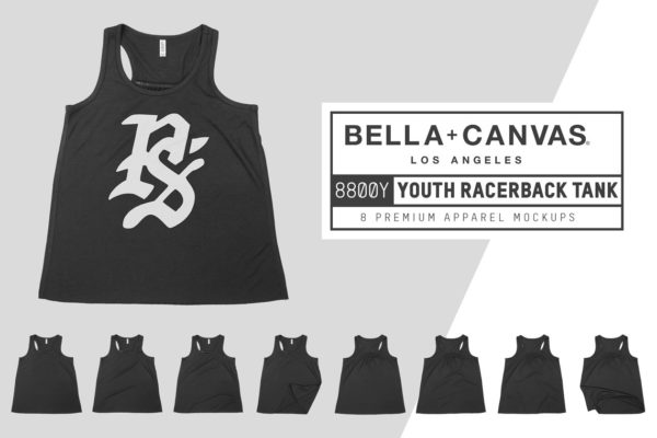男士无袖背心服装样机 Bella Canvas 8800Y Youth Racerback缩略图 男士无袖背心服装样机 Bella Canvas 8800Y Youth Racerback