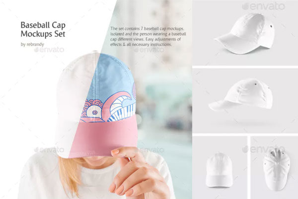 休闲时尚棒球帽样机集Baseball Cap Mockups Set缩略图 休闲时尚棒球帽样机集Baseball Cap Mockups Set