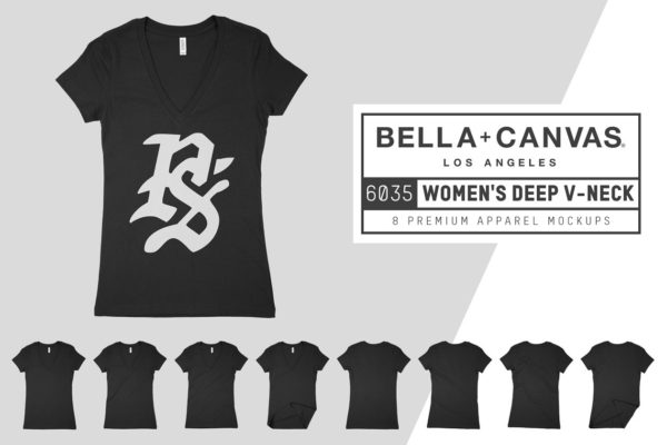 帆布女士深V领T恤服装样机 Bella Canvas 6035 Ladies Deep V-Neck缩略图 帆布女士深V领T恤服装样机 Bella Canvas 6035 Ladies Deep V-Neck