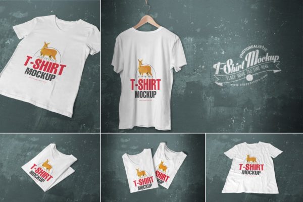 时尚品牌V领T恤服装样机 5 Trendy V-Neck T-Shirt Mockups缩略图 时尚品牌V领T恤服装样机 5 Trendy V-Neck T-Shirt Mockups