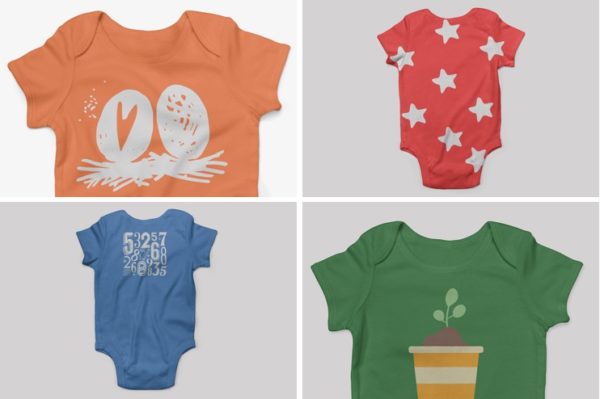 婴儿连体衣印花图案设计效果图样机套装 Baby Rib One Piece Mockup Pack缩略图 婴儿连体衣印花图案设计效果图样机套装 Baby Rib One Piece Mockup Pack