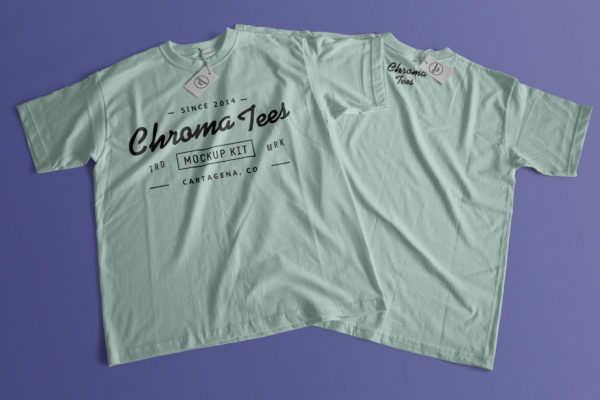 T恤设计正反面平铺叠放样机02 T-Shirt With Back Mockup 02