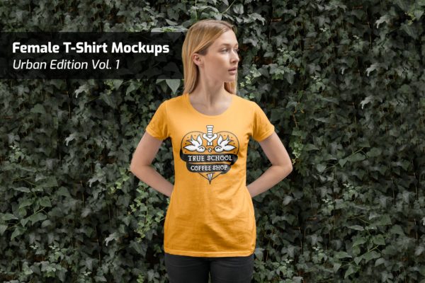 女士印花T恤外观设计上身效果图样机v1 Female T-Shirt Mockups Urban Edition Vol. 1