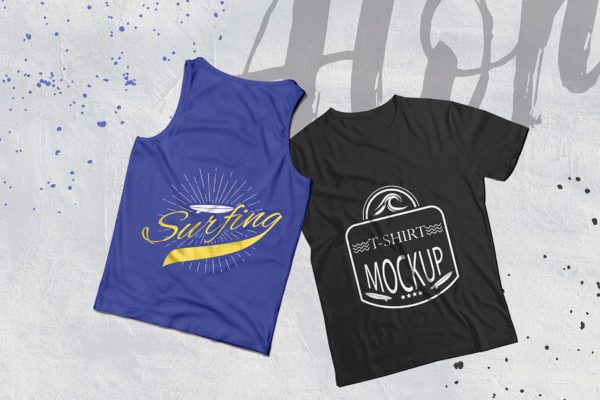 背心&T恤印花设计效果预览样机 Tank Top T Shirt Mockups