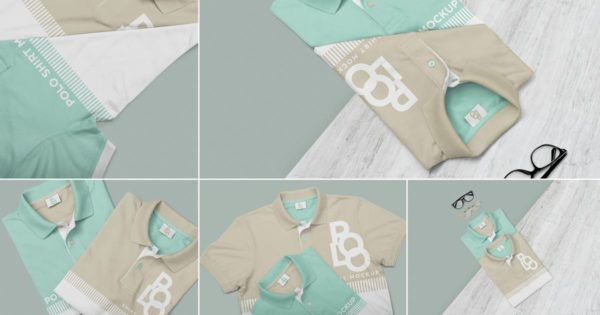 时尚马球衫Polo衫服装设计样机模板 Stylish Polo Shirt Mockups
