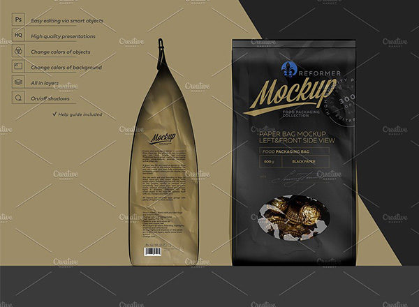 大洋岛下午茶：高端质感的纸袋包装袋样机展示模型版mockups