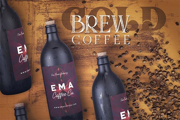 高品质的时尚高端冷酿咖啡包装设计VI样机展示模型mockups