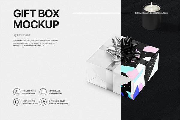 高品质的新年圣诞节生日礼物包装设计VI样机展示模型mockups