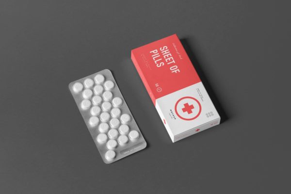 药物包装盒样机模板 Pills Box Mock-up