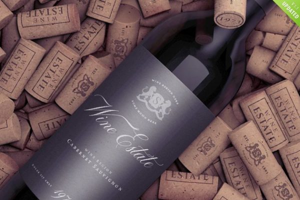 酒瓶软木塞实景样机模板 Wine Bottle Mock-Up on Corks缩略图 酒瓶软木塞实景样机模板 Wine Bottle Mock-Up on Corks