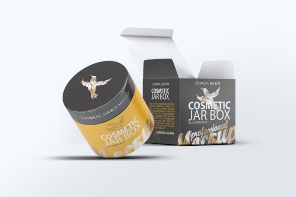化妆品护肤品玻璃罐/外包装盒子样机 Cosmetic Jar & Box Mock-up