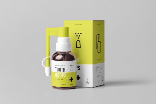牙齿滴涂器滴瓶口腔药物包装样机模板 Tooth Drops Applicator Mock-up缩略图 牙齿滴涂器滴瓶口腔药物包装样机模板 Tooth Drops Applicator Mock-up