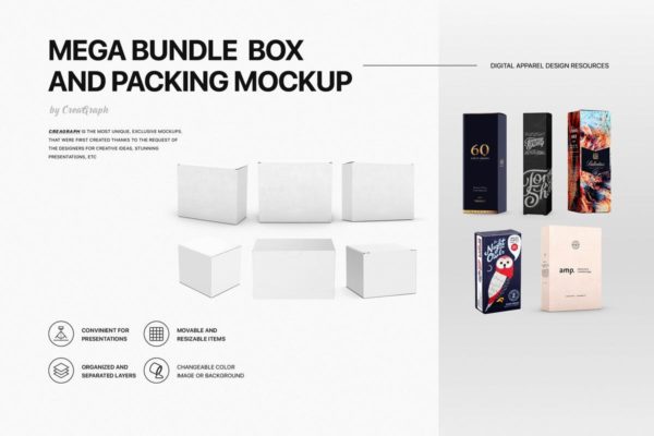 多种规格盒子包装外观设计样机 Mega Bundle Box and Packing Mockups缩略图 多种规格盒子包装外观设计样机 Mega Bundle Box and Packing Mockups
