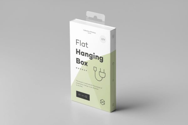 挂耳式电子3C设备包装盒样机模板 Hanging Box Mock-up 2