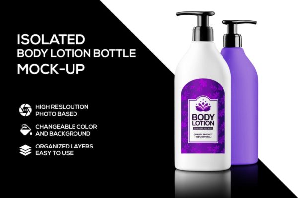 沐浴露/乳液瓶外观设计样机模板 Body lotion bottle mockup