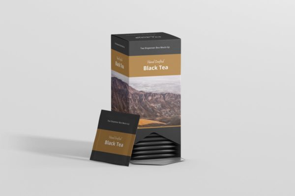 茶包及茶包包装盒设计样机模板 Tea Dispenser Box Mockup